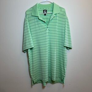FootJoy Men's Green Striped Golf‎ Performance Polo Shirt Size Large